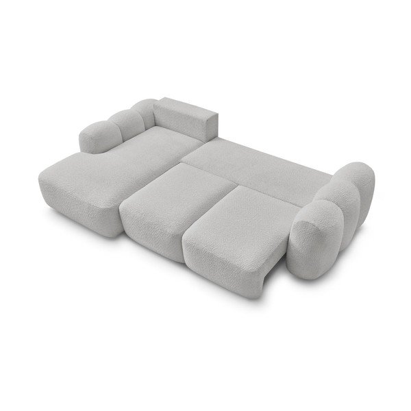 Gaiši pelēks salokāms stūra dīvāns ar uzglabāšanas vietu no buklē auduma (ar kreiso stūri/ar zvilni) Montaigne – Bobochic Paris-image-4