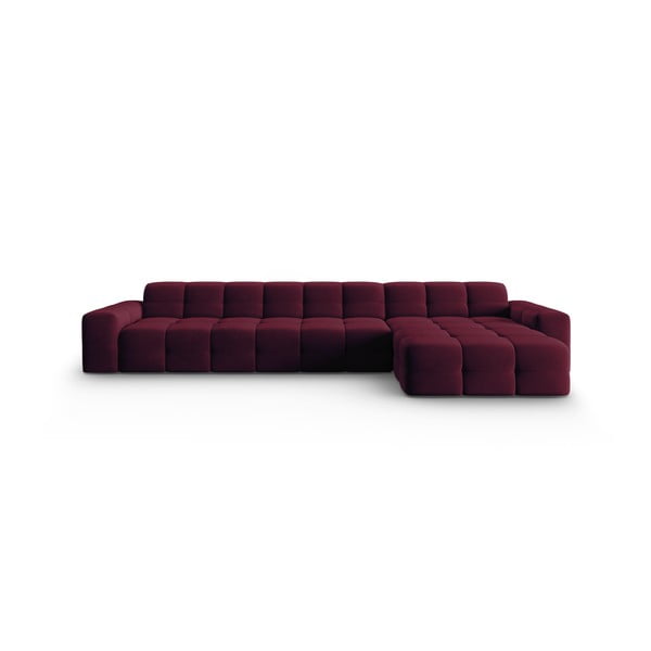 Bordo sarkans samta stūra dīvāns (labais stūris) Kendal – Micadoni Home