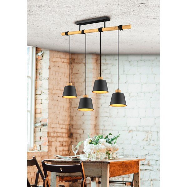 Melna/dabīga toņa piekaramā lampa ar metāla abažūru ø 18 cm Harris – Trio-image-4