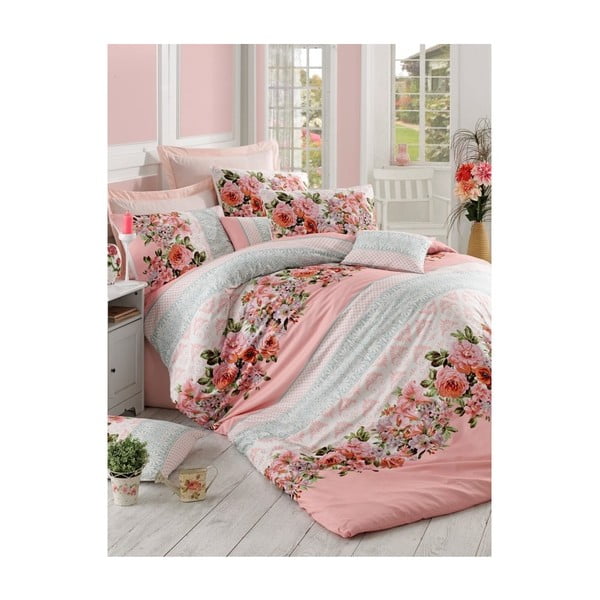 Rozā gultas veļa divguļamai gultai Rose, 200 x 220 cm