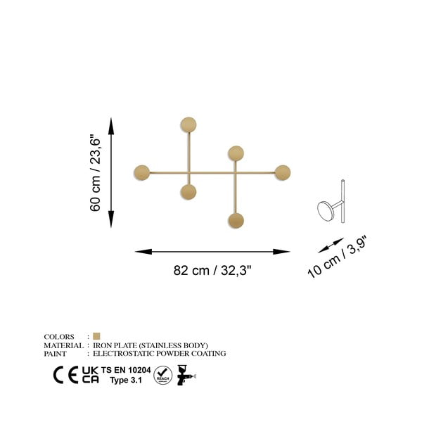 Zelta krāsas metāla sienas pakaramais Dama-A – Kalune Design-image-4