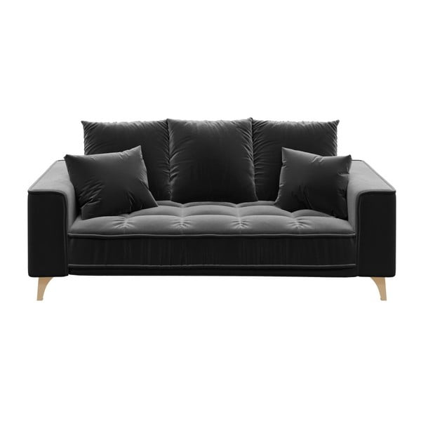 Tumši pelēks samta dīvāns Devichy Chloe, 204 cm