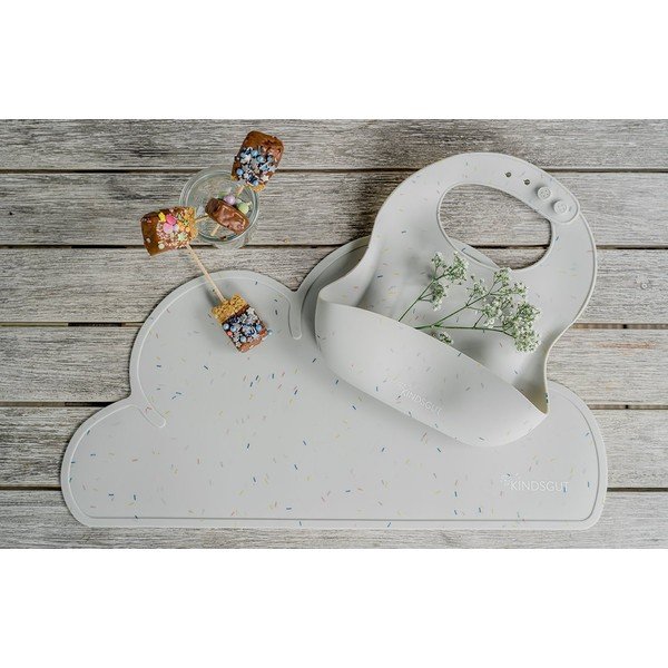 Balts silikona bērnu priekšautiņš ar kabatu Kindsgut Bib Confetti-image-1