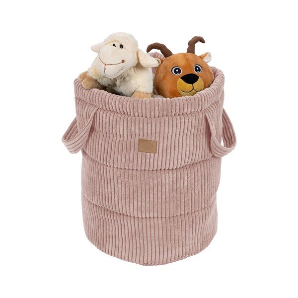 Rozā tekstila bērnu rotaļlietu grozs ø 39x50 cm – Meowbaby-image-1