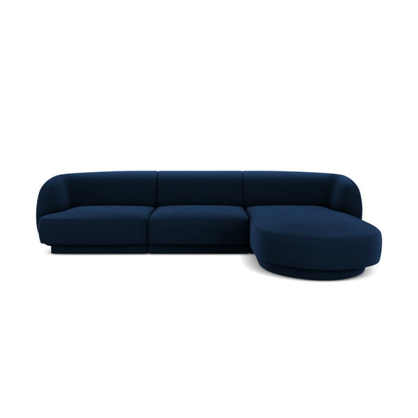 Zils samta stūra dīvāns (labais stūris) Miley – Micadoni Home
