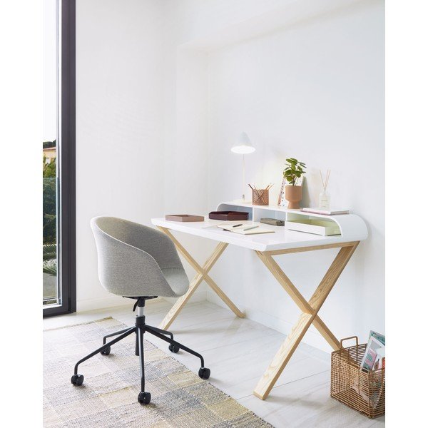 Darba galds ar izvelkamu virsmu 79x120 cm – Kave Home-image-1