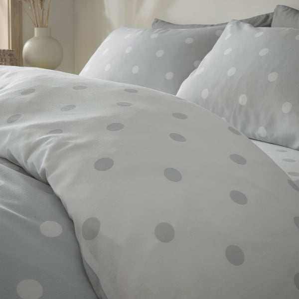 Balta/gaiši pelēka vienvietīga gultas veļa 135x200 cm – Catherine Lansfield-image-2