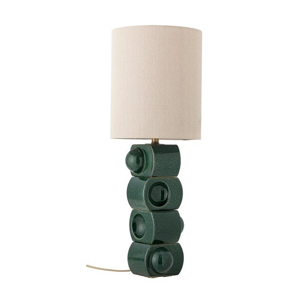 Zaļa/krēmkrāsas keramikas galda lampa ar auduma abažūru (augstums 68 cm) Brady – Bloomingville