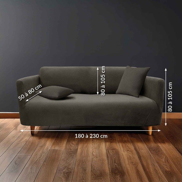 Antracīta pelēks uzvelkams pārvalks dīvānam 3 sēdvietām Sacha – douceur d'intérieur-image-2