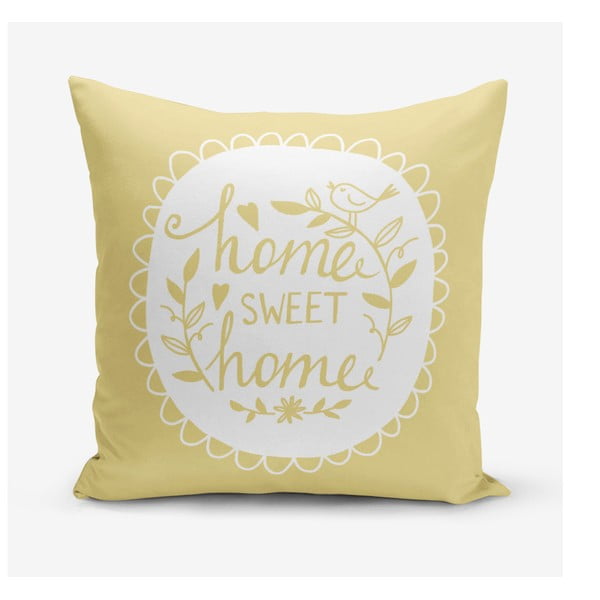 Dzeltena spilvendrāna Minimalist Cushion Covers Home Sweet Home, 45 x 45 cm