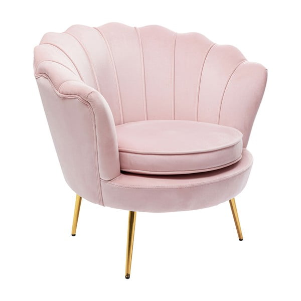 Gaiši rozā samta krēsls Kare Design Water Lily