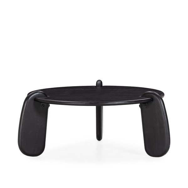 Melns mango masīvkoka apaļš žurnālgaldiņš ø 80 cm Tamira – MOME-image-2