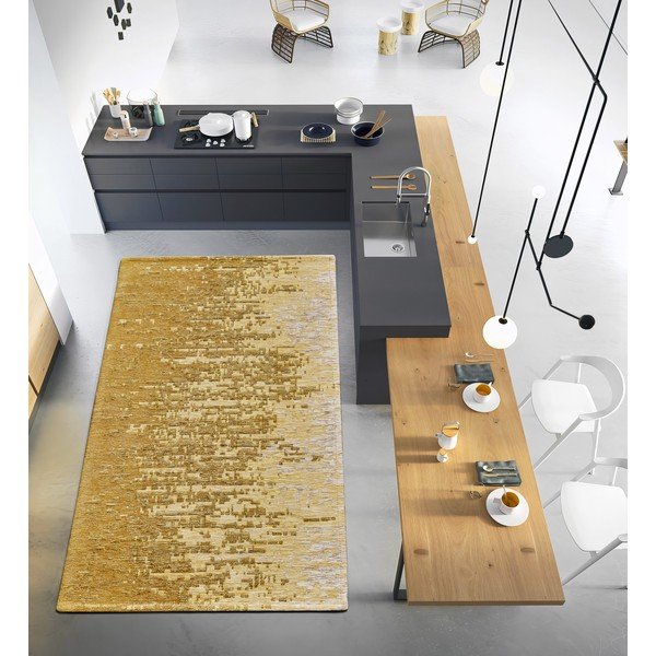 Okera dzeltens mazgājams celiņa paklājs 55x190 cm Tamigi Oro – Floorita-image-1
