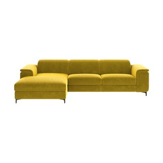 Dzeltenais samta stūra dīvāns Mesonica Brito, kreisais stūris