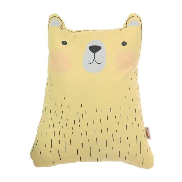 Dzeltens bērnu spilvens ar kokvilnu Mike & Co. NEW YORK Pillow Toy Bear Cute, 22 x 30 cm