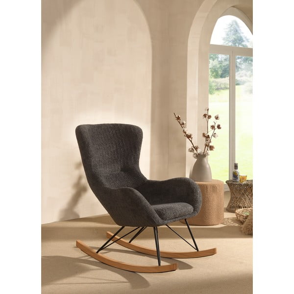 Pelēks šūpojošs bērnu atpūtas krēsls no buklē auduma ROCKY – Vipack-image-2