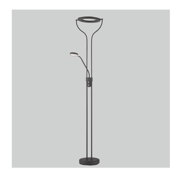 Melna LED stāvlampa ar regulējamu spilgtumu (augstums 180 cm) Davos – Fischer & Honsel-image-1