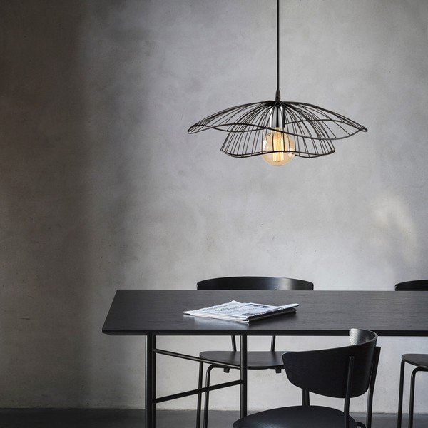 Melna piekaramā lampa ar metāla abažūru ø 50 cm Farac – Opviq lights-image-4