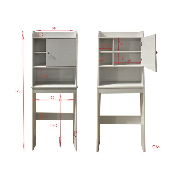 Balts augsts skapītis virs veļas mašīnas 58x173 cm Laundry – Tomasucci-image-4