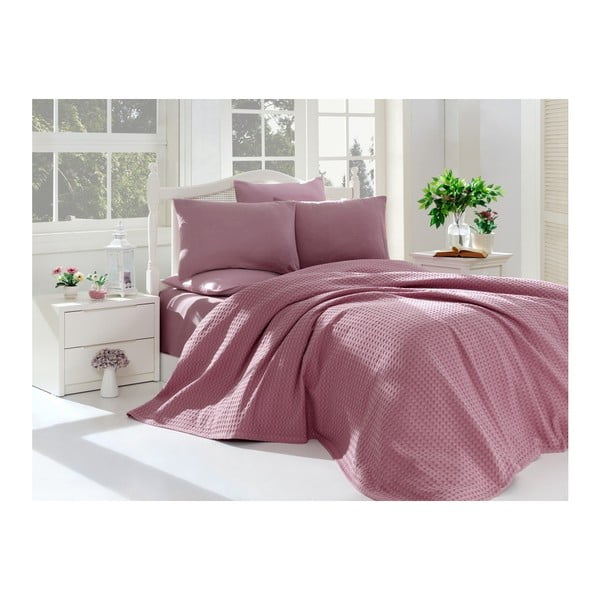 Violets kokvilnas gultasveļas komplekts divguļamai gultai, 220 x 240 cm