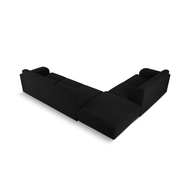 Melns stūra dīvāns no buklē auduma (ar kreiso stūri) Molino – Micadoni Home-image-3