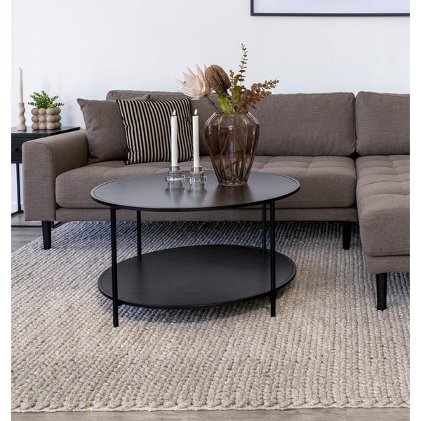 Melns apaļš žurnālgaldiņš ar melnu galda virsmu ø 80 cm Vita – House Nordic-image-1