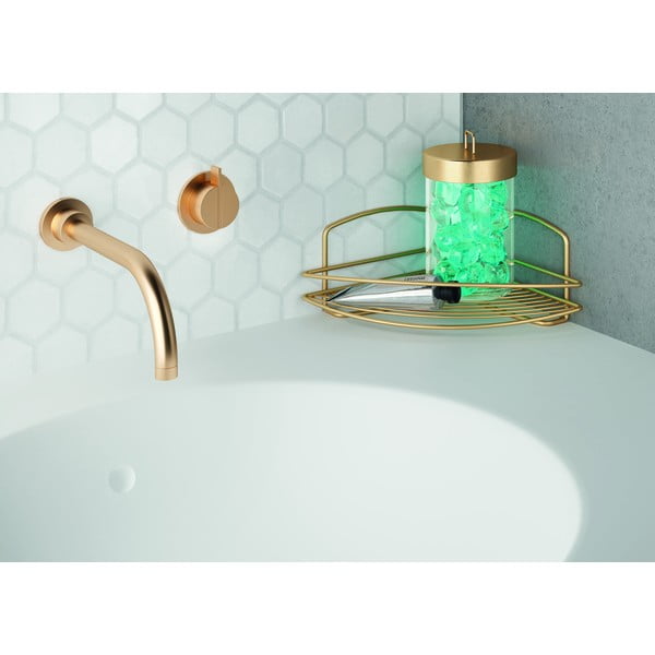 Zelta krāsas stūra tērauda vannas istabas plaukts Onda – Metaltex-image-1