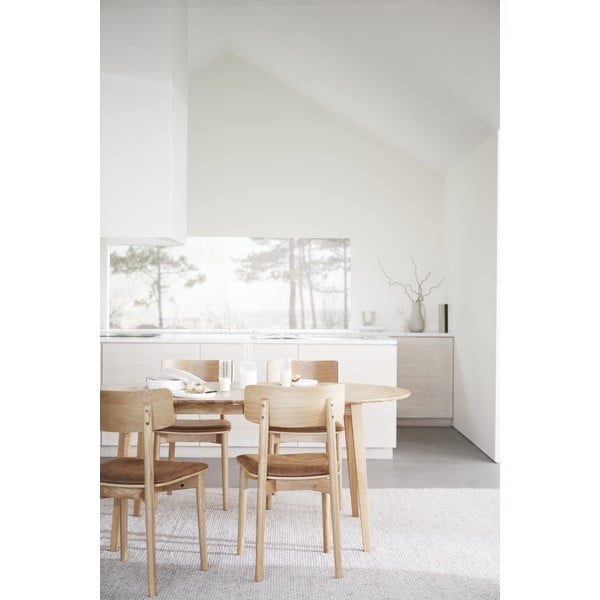 Konjakbrūni/dabīga toņa mākslīgās ādas pusdienu krēsli (2 gab.) Wolcott – Rowico-image-2