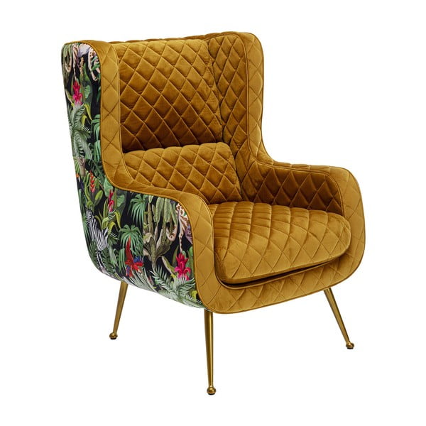 Sinepju dzeltens samta atpūtas krēsls Nonna – Kare Design