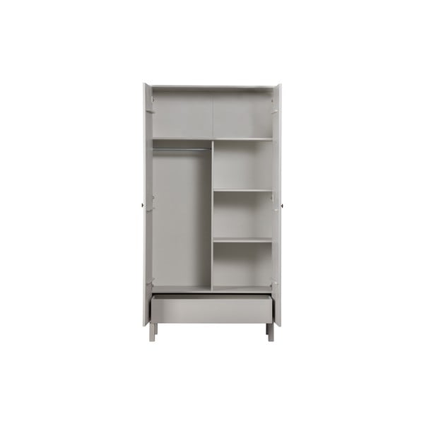 Gaiši pelēks priedes masīvkoka drēbju skapis 100x195 cm Madu – WOOOD-image-3