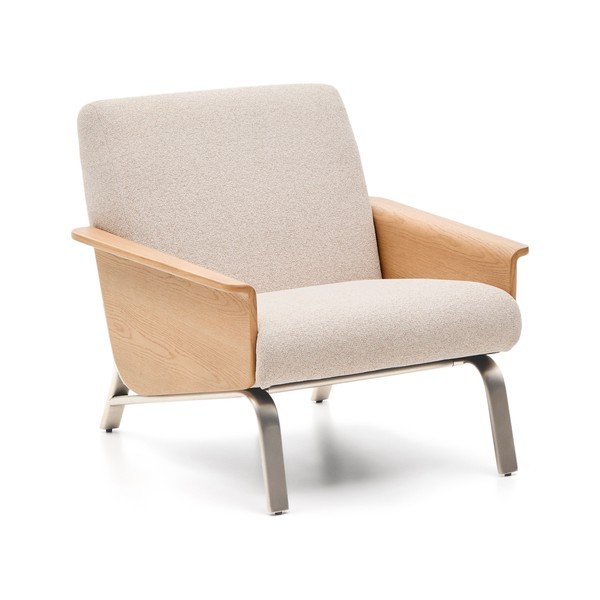 Bēšs atpūtas krēsls no šenila auduma Amsen – Kave Home