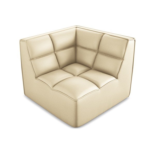 Krēmkrāsas modulārā dīvāna daļa no ādas imitācijas Kalai – Makamii-image-1