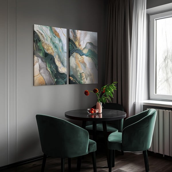 Gleznu komplekts ar roku apgleznotiem elementiem (2 gab.) 50x70 cm Aventurine – Styler-image-2