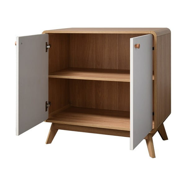 Balta zema kumode ar ozolkoka imitāciju 75x75 cm Cassie – Støraa-image-2