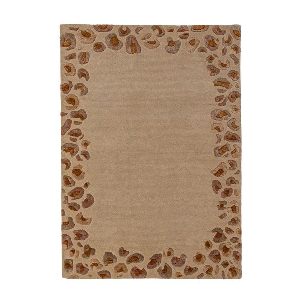 Dabīga toņa ar rokām darināts paklājs no vilnas maisījuma 140x200 cm Leopard Frame – Flair Rugs