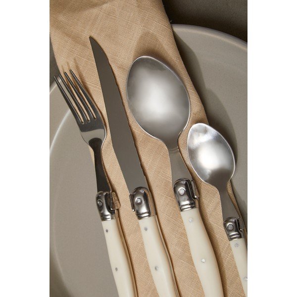 Krēmkrāsas/sudraba krāsas nerūsējošā tērauda galda piederumi (16 gab.) Swiss – Premier Housewares-image-1