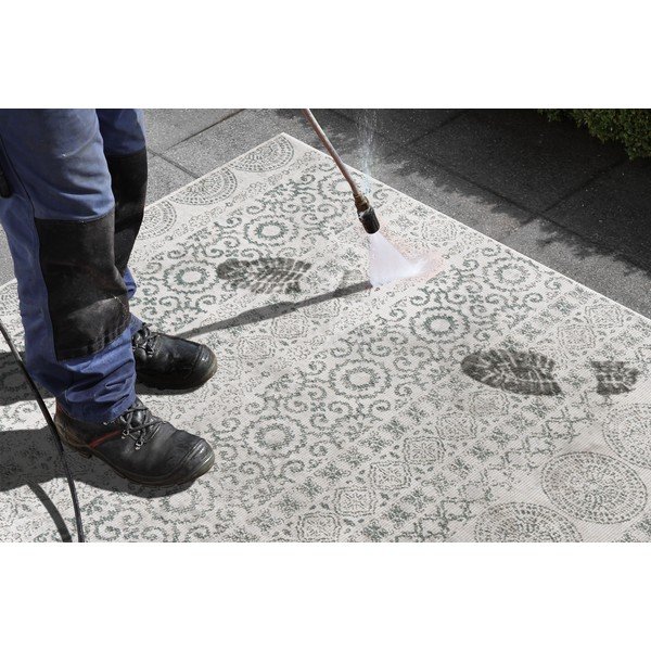 Zaļi balts āra paklājs Ragami Circle, 200 x 290 cm-image-2