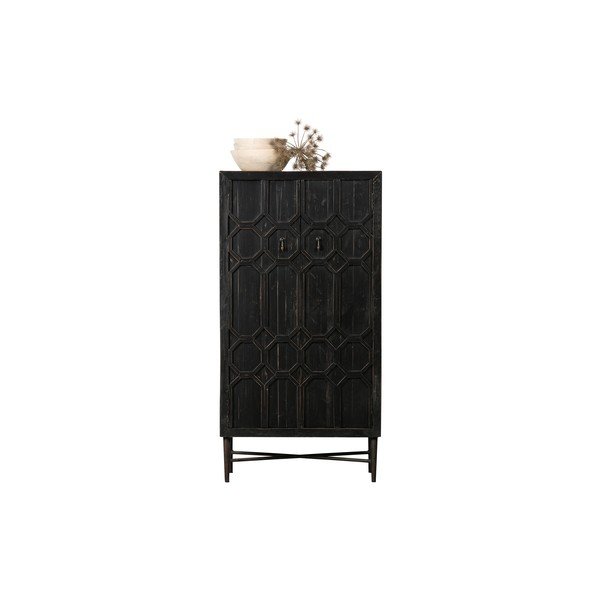 Melns atkārtoti pārstrādātas koksnes skapītis 75x143x40 cm Bequest – WOOOD-image-3