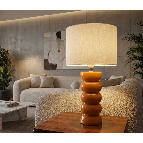 Sinepju dzeltena/balta keramikas galda lampa ar auduma abažūru (augstums 46 cm) Torr – Mauro Ferretti-image-1
