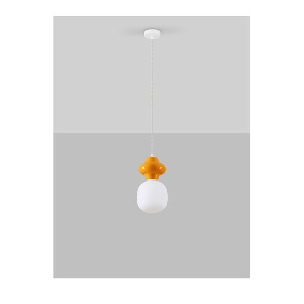 Balta/oranža keramikas piekaramā lampa ar stikla abažūru ø 18 cm Clio – Nova Luce-image-3