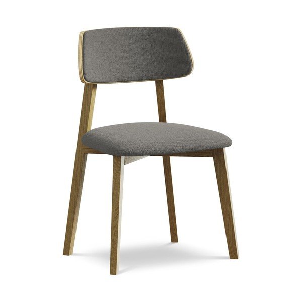 Pelēks masīvkoka pusdienu krēsls Niu – Makamii