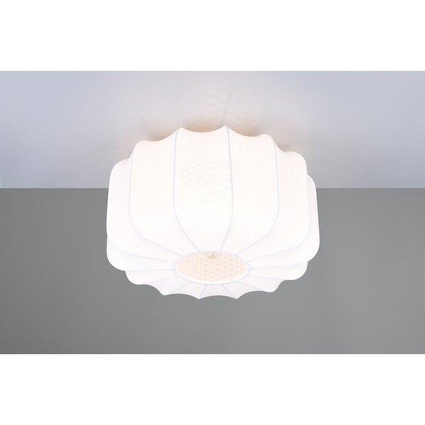 Balta metāla griestu lampa ar auduma abažūru ø 40 cm Madleine – Reality-image-2