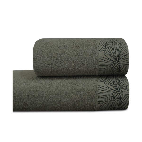 Tumši zaļš frotē kokvilnas dvielis 50x100 cm Valencia – My House-image-2