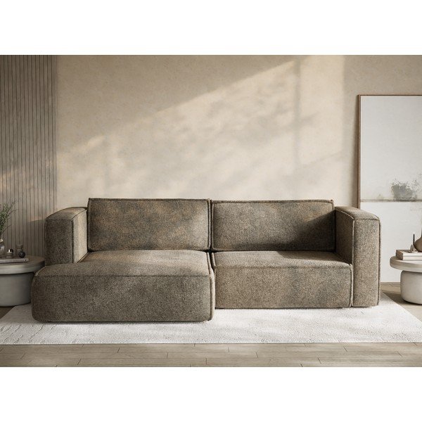 Brūns salokāms stūra dīvāns no šenila auduma ar uzglabāšanas vietu (ar kreiso stūri/ar zvilni) Velto – Maison de Rêve-image-1