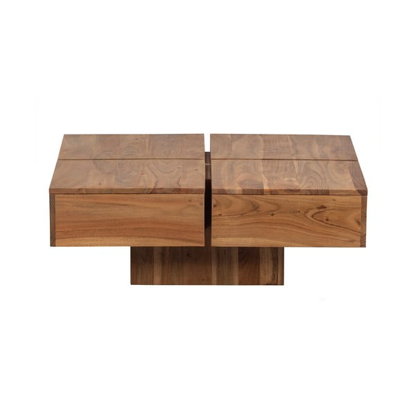 Dabīga toņa žurnālgaldiņš ar akācijas koka galda virsmu 80x80 cm Lyra – WOOOD