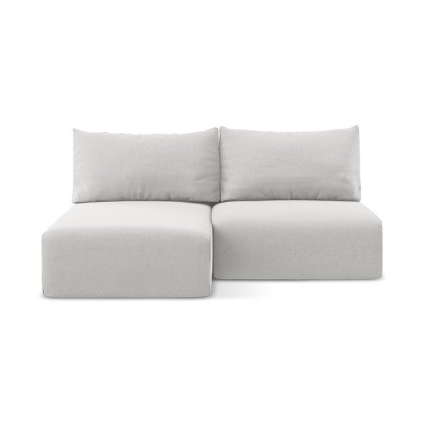 Gaiši pelēks samta salokāms stūra dīvāns ar uzglabāšanas vietu (ar kreiso stūri/ar zvilni) Kalena – Makamii