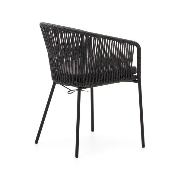 Melns metāla/polsterēts dārza krēsls Yanet – Kave Home-image-4