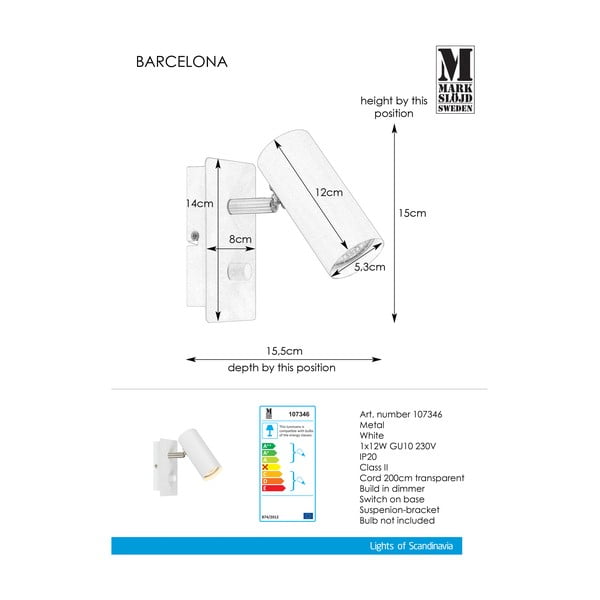 Balta sienas lampa Markslöjd Barcelona-image-2