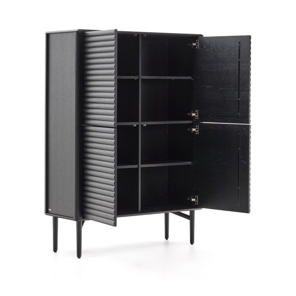 Melns skapītis ar ozolkoka imitāciju 104,5x144x40 cm Lenon – Kave Home-image-3