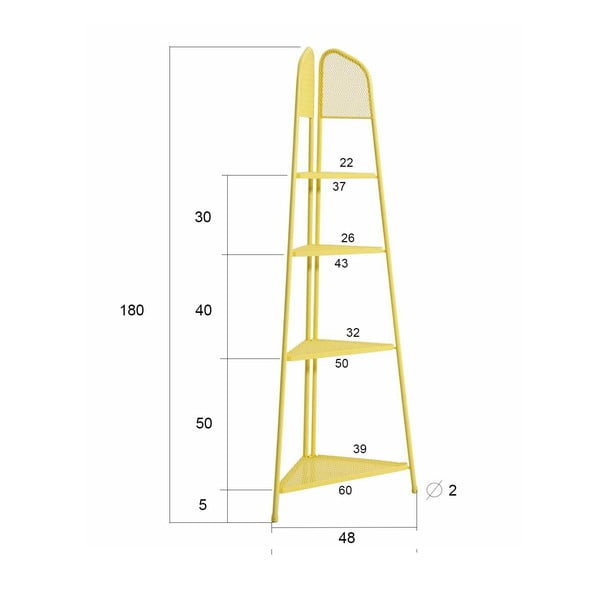 Dzeltens metāla stūra plaukts balkonam Garden Pleasure MWH, augstums 180 cm-image-1